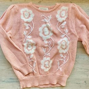 Vintage Pink Flower Sweater